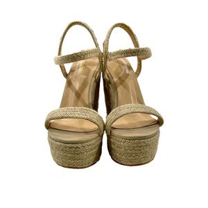 Beige/tan espadrille wedges